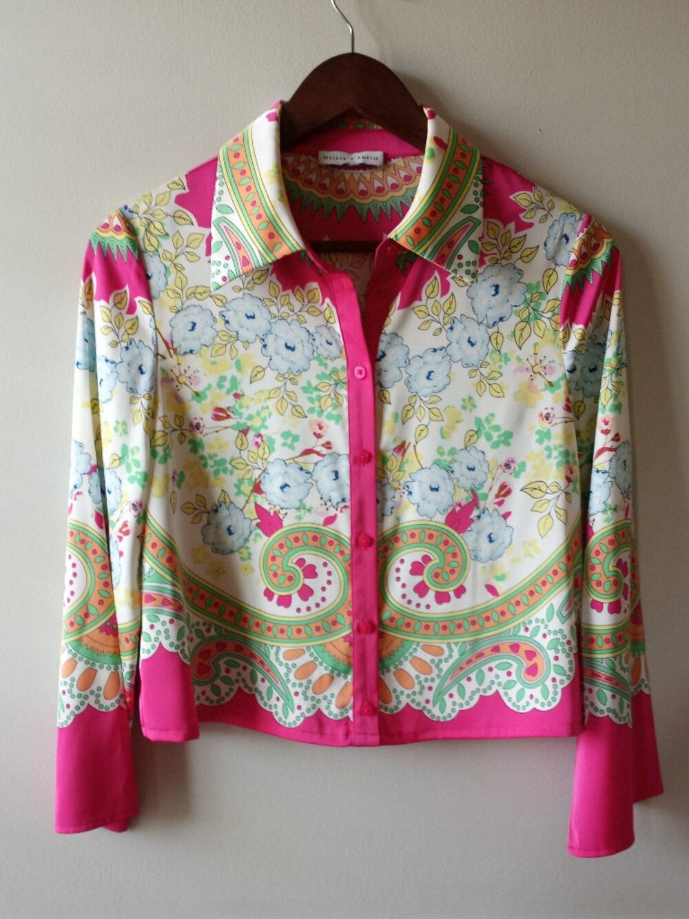 'Maison d'Amelie Paris Blouse Size S Cropped Floral EUC * Pristine